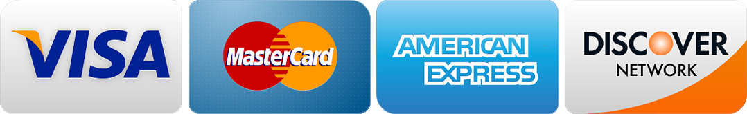 We accept Visa, MasterCard, American Express and Discover card